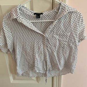 White Polka Dot Crop Top